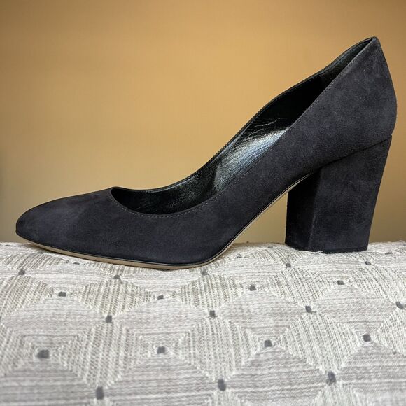 Sergio Rossi Virginia Black Suede Pumps Chunky Block Heels Women’s EU 40 US 9 - Picture 1 of 16